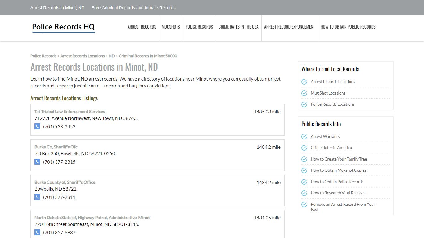 Arrest Records in Minot, ND - Free Criminal Records and Inmate Records