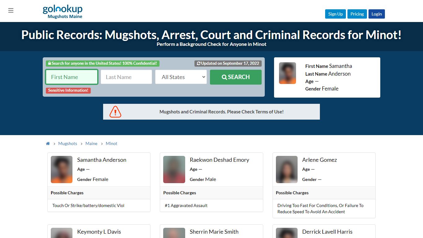 Mugshots Minot, Arrest Records Minot - GoLookUp